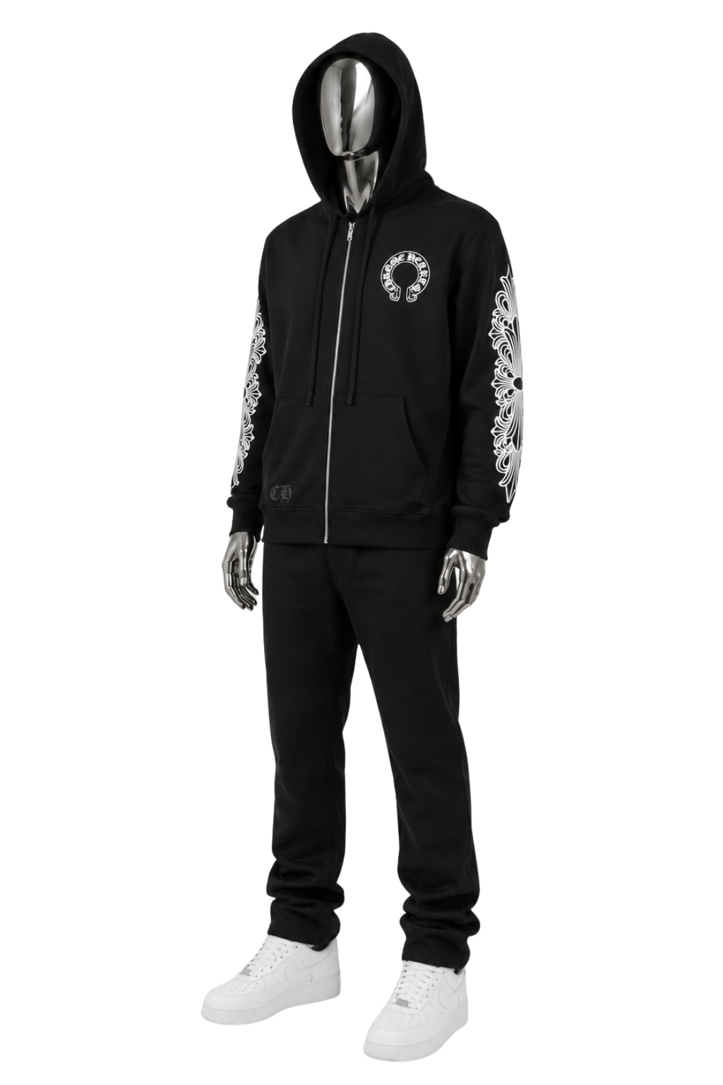 Chrome Hearts Horseshoe Print Zip-Up Hoodie